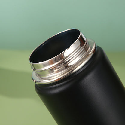 Black Portable Travel Thermos Bottle - Leakproof Stainless Steel Flask with Carry Handle (22oz - 660ml) - Image 2