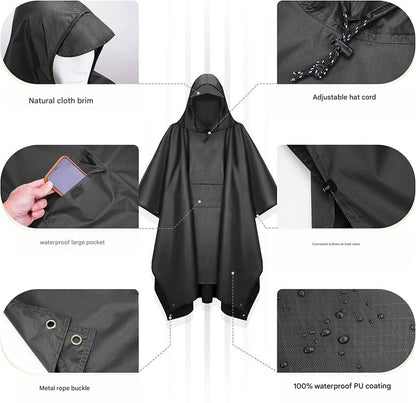 Yellow Portable Outdoor Camping Poncho - Can be used as Raincoat, Tarp, Ground Cover - Image 4
