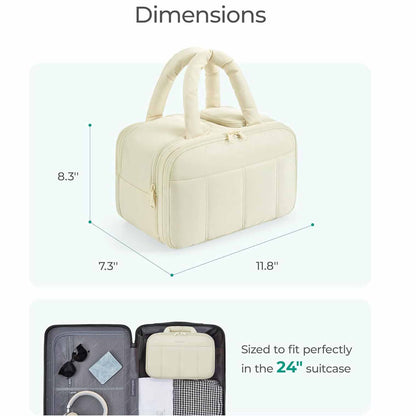 Black Puffy Travel Wash Bag with Wide-Mouth Access and Wet-Dry Pockets - Image 4