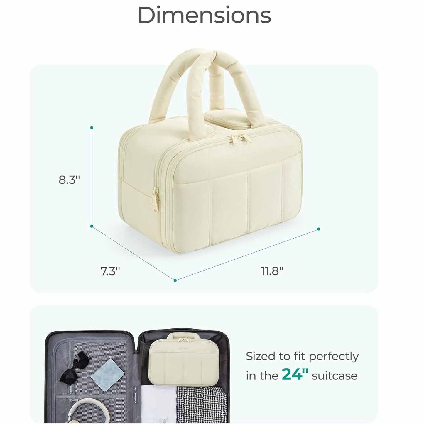 Peach Puffy Travel Wash Bag with Wide-Mouth Access and Wet-Dry Pockets - Image 4