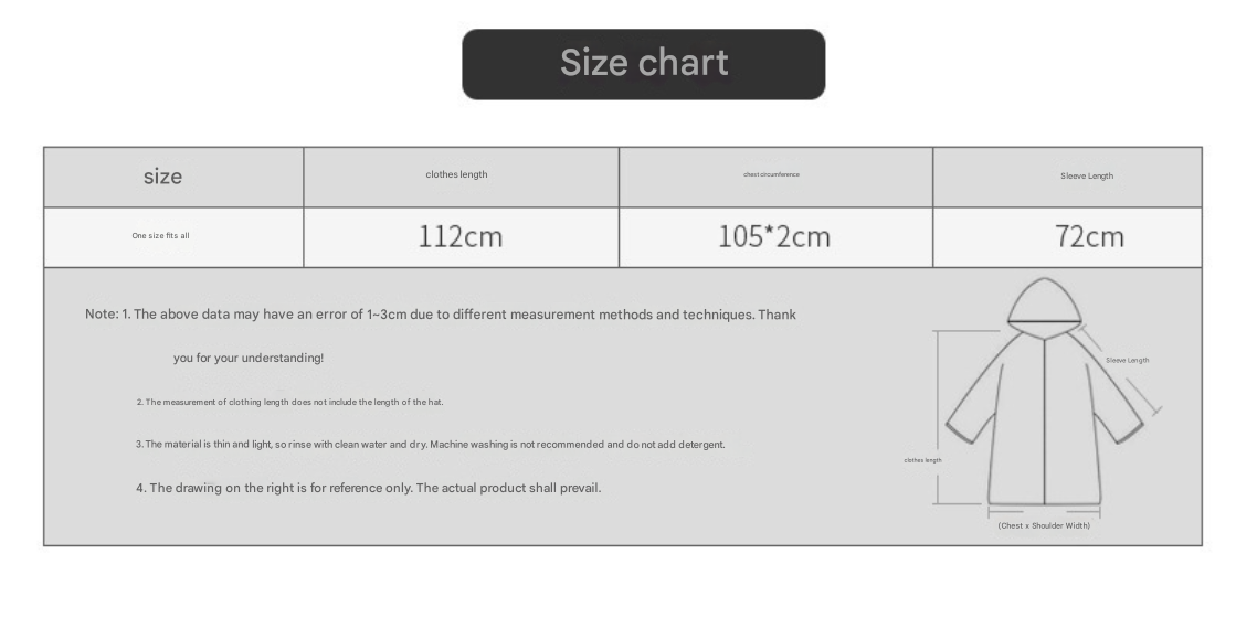 Black Stylish Waterproof Raincoat Poncho - Long, Packable for Outdoor Travel & Hiking - Image 4
