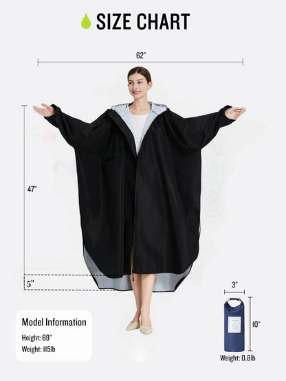 Yellow Stylish Waterproof Raincoat Poncho - Long, Packable for Outdoor Travel & Hiking - Image 2