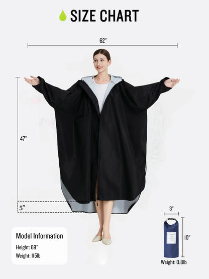 Sea blue Stylish Waterproof Raincoat Poncho - Long, Packable for Outdoor Travel & Hiking - Image 2