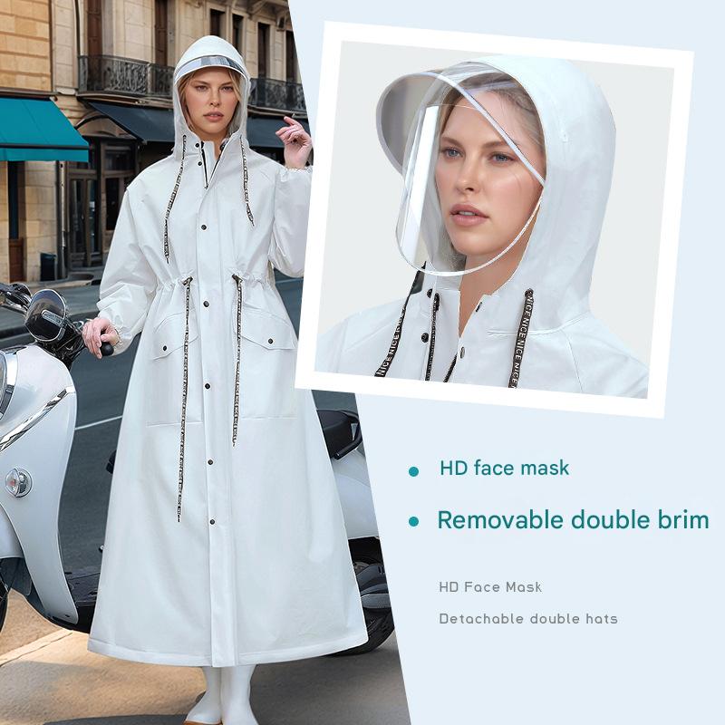 Yellow Women's Long Waterproof Raincoat with Hood and Visor - Stylish Rain Jacket (Size - M) - Image 3