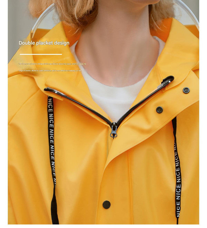 Yellow Women's Long Waterproof Raincoat with Hood and Visor - Stylish Rain Jacket (Size - L) - Image 5