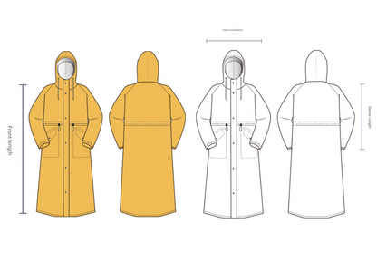 White Women's Long Waterproof Raincoat with Hood and Visor - Stylish Rain Jacket (Size - XL) - Image 7