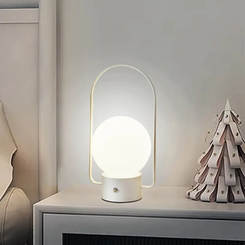 White Portable Rechargeable LED Lantern Lamp - Touch Control 3-Color Dimmable Desk Light