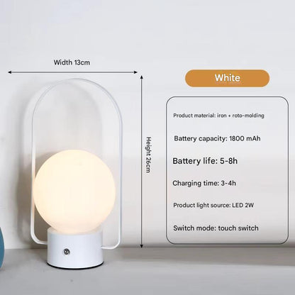 White Portable Rechargeable LED Lantern Lamp - Touch Control 3-Color Dimmable Desk Light - Image 2