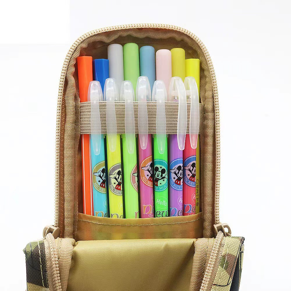 Camouflage Car Shaped Pencil Case - Large Capacity Stationery Organizer Pouch (Desert camouflage) - Image 3