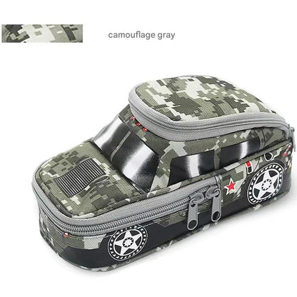 Camouflage Car Shaped Pencil Case - Large Capacity Stationery Organizer Pouch (Camouflage gray) - Image 2