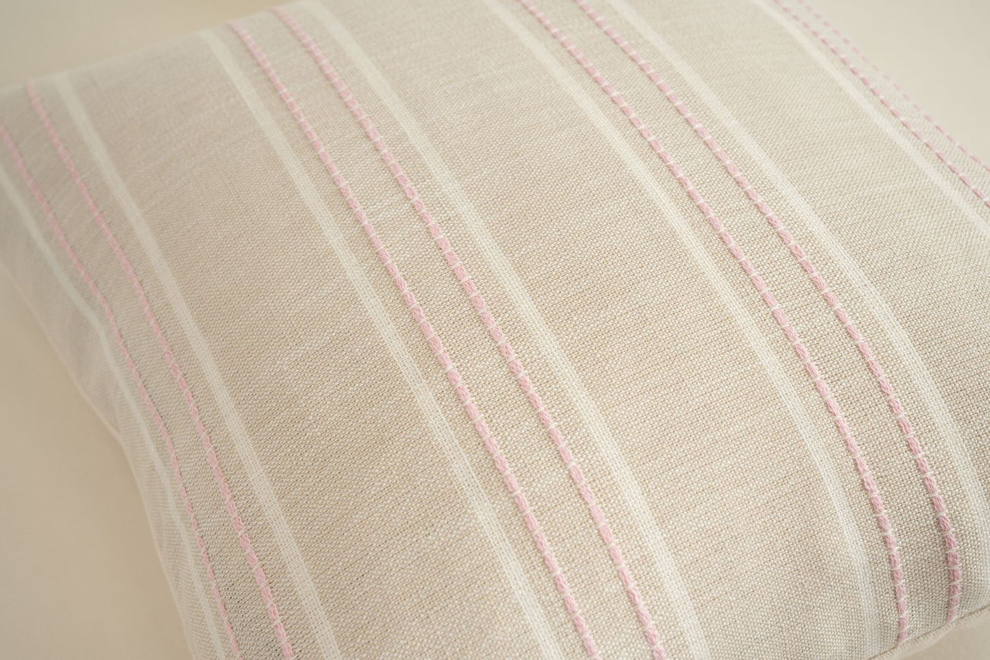Textured Vertical Striped Pillowcases - Scandinavian Home Decor Accents (Pink Stripes Pair - 45x45cm) - Image 2
