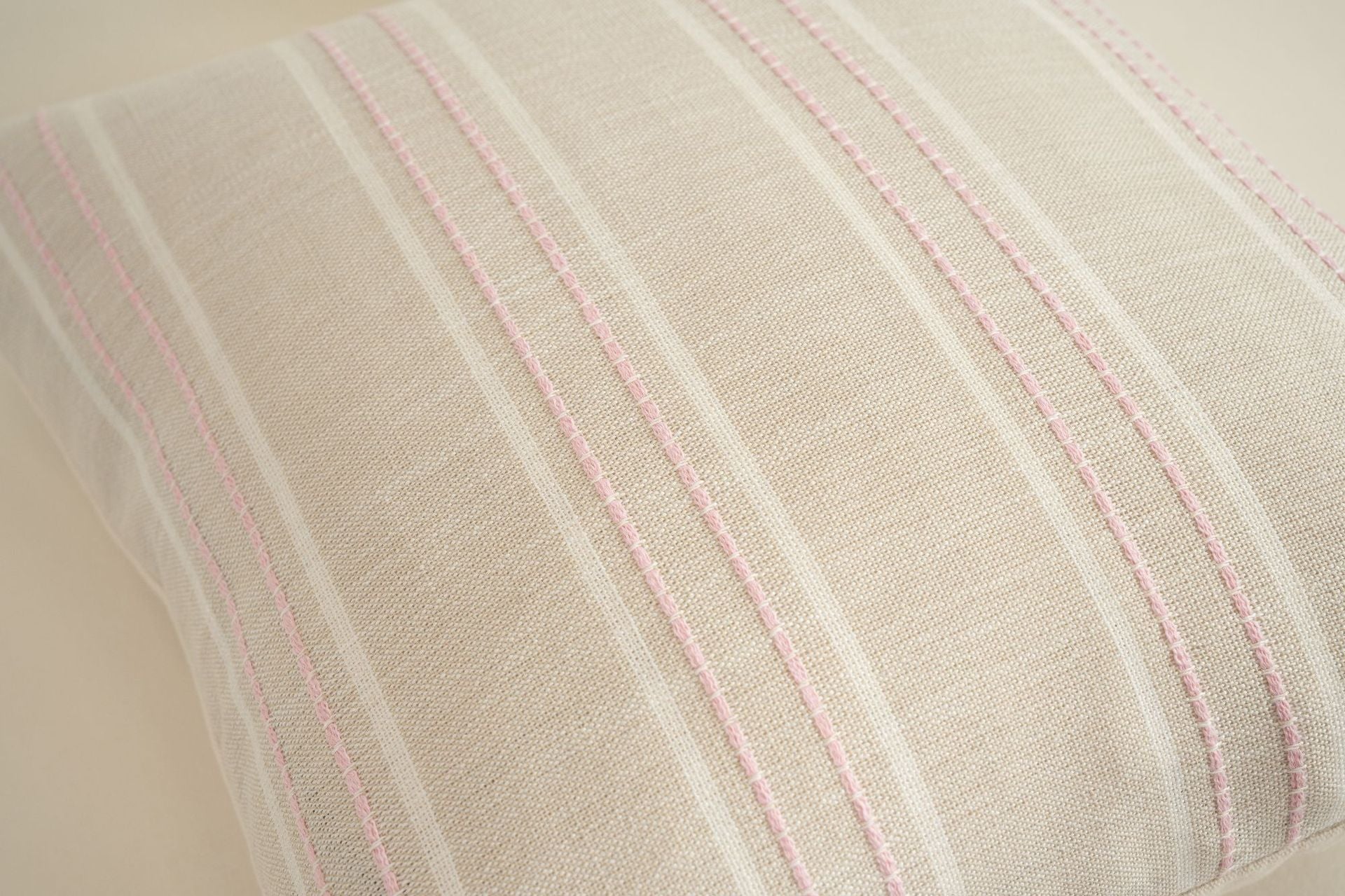 Textured Vertical Striped Pillowcases - Scandinavian Home Decor Accents (Pink Stripes Pair - 45x45cm) - Image 2