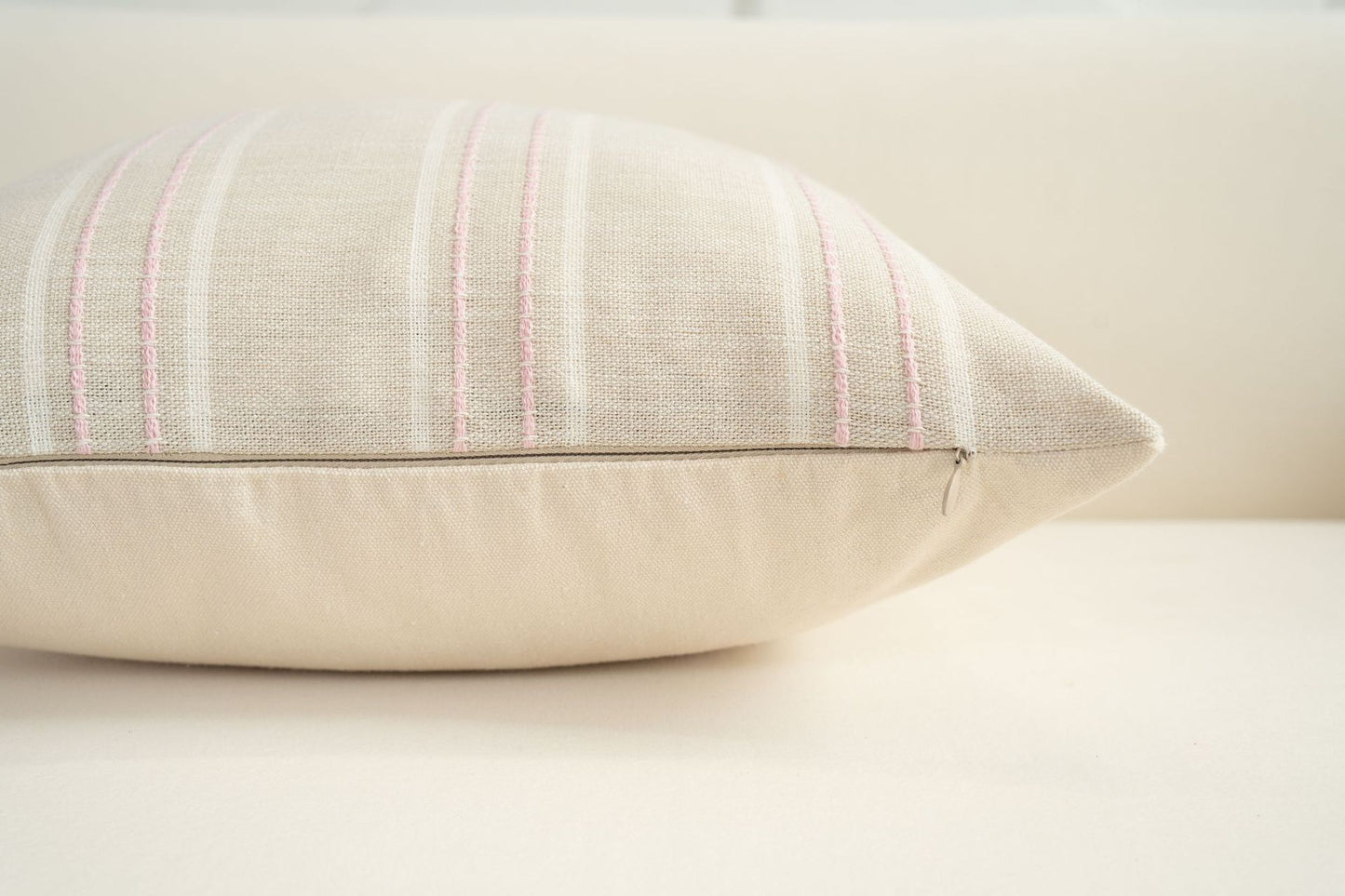 Textured Vertical Striped Pillowcases - Scandinavian Home Decor Accents (Pink Stripes Pair - 45x45cm) - Image 3