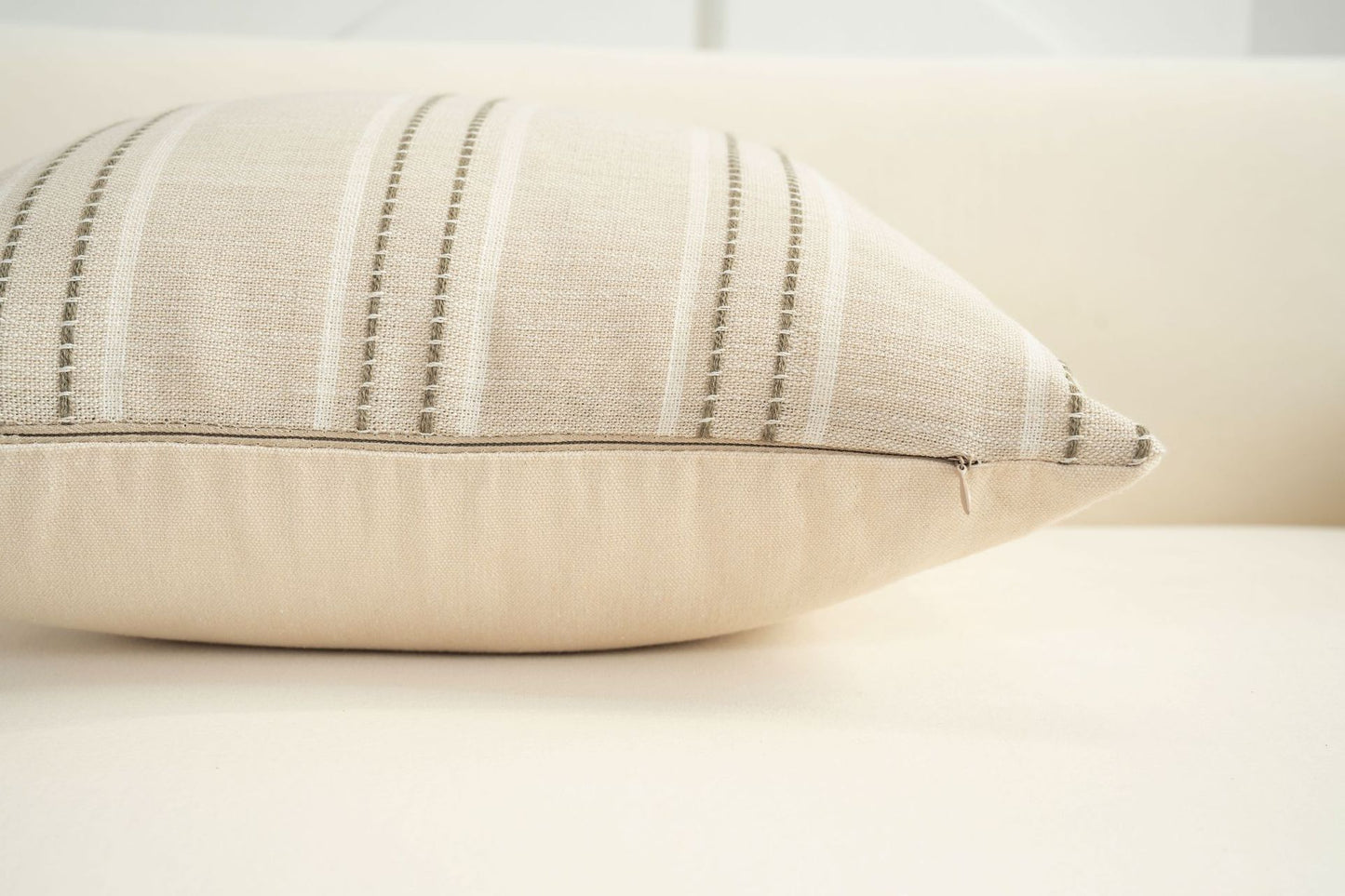 Textured Vertical Striped Pillowcases - Scandinavian Home Decor Accents (Green Stripes Pair - 45x45cm) - Image 2