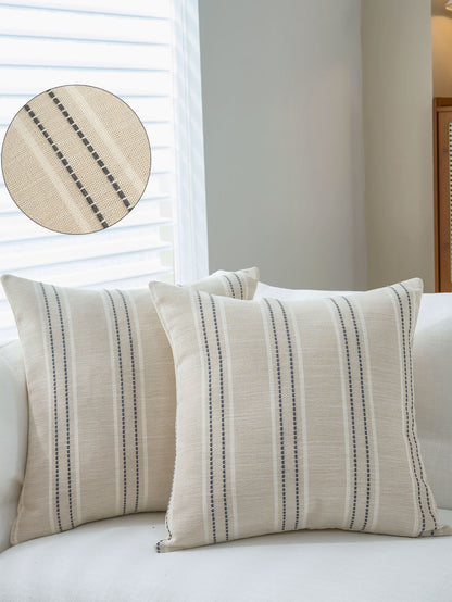 Textured Vertical Striped Pillowcases - Scandinavian Home Decor Accents (Grey Stripes Pair - 45x45cm) - Image 3
