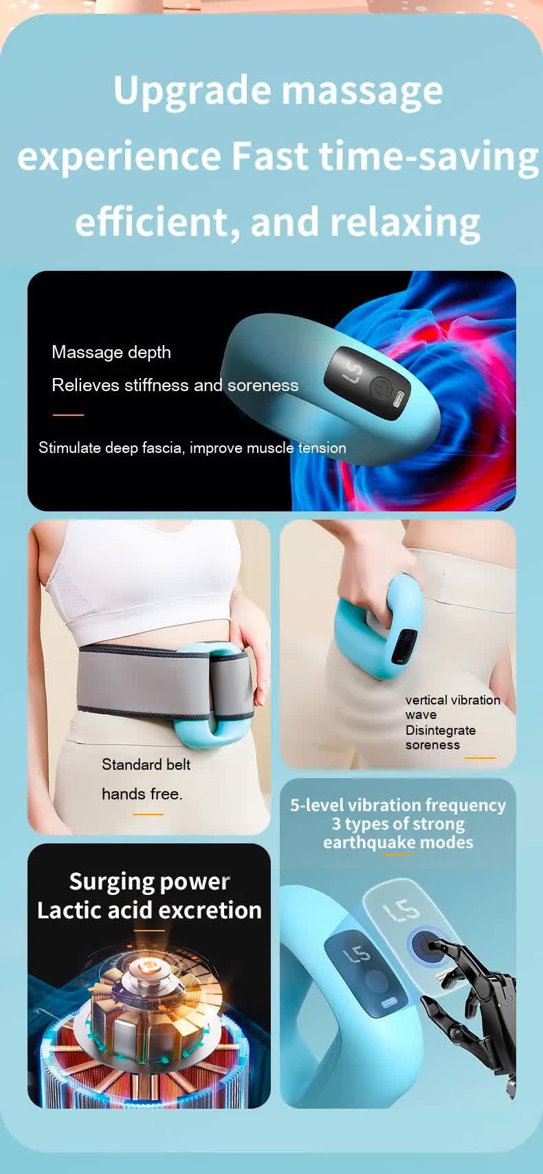 Portable Electric Muscle Relaxation Ring Massager - with Digital Display Blue - Image 3