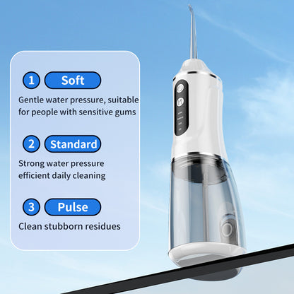Portable Electric Oral Irrigator with 4 Nozzles 3 Pressure Modes - White - Image 3