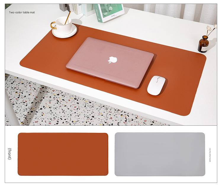 2 PCS Reddish brown/gray Extra-Large Leather Table Mat for Study & Work - Pad for Students & Office Use (60x30cm) - Image 2