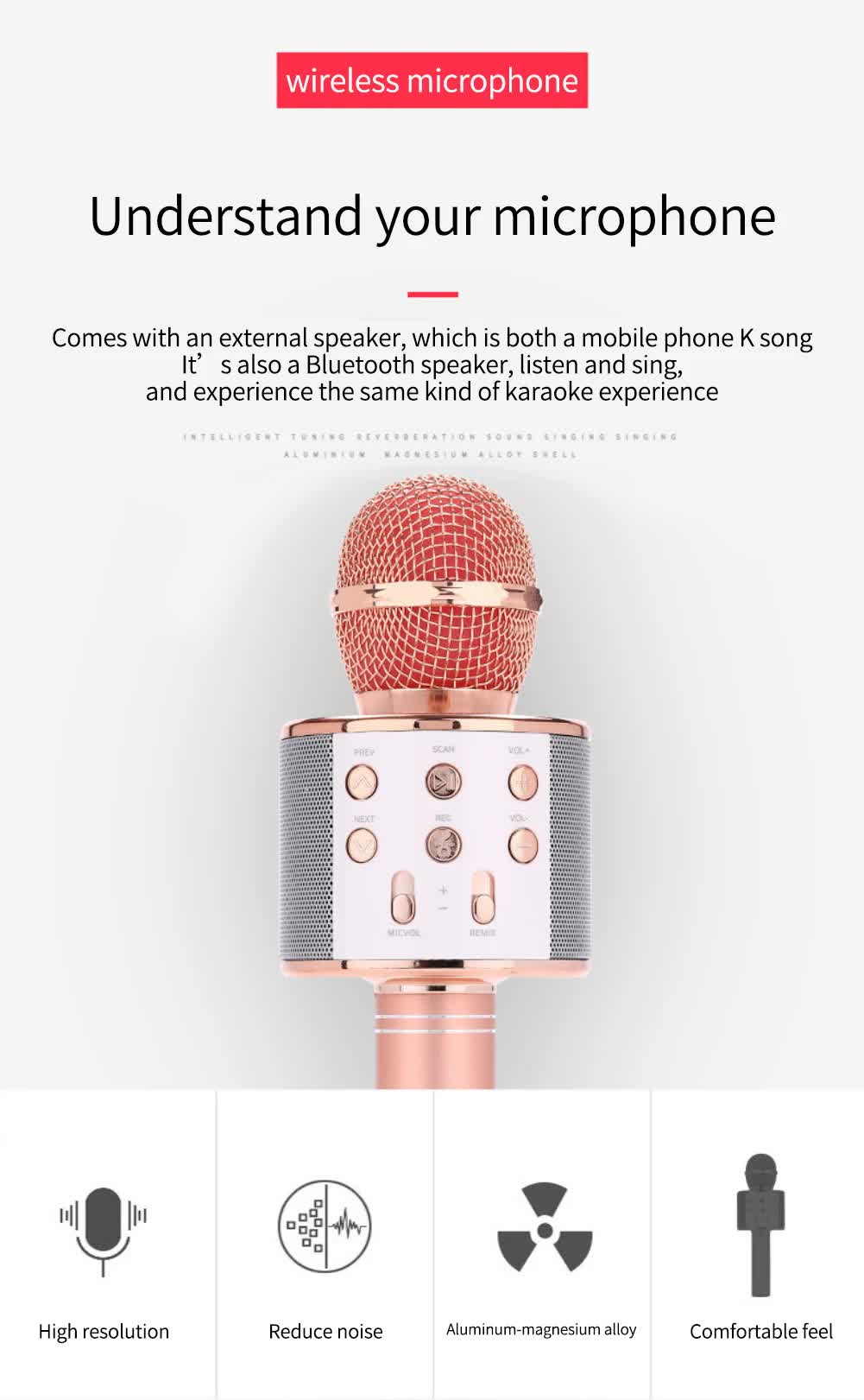 Black Bluetooth 5.0 Karaoke Microphone for Family Entertainment - Image 2