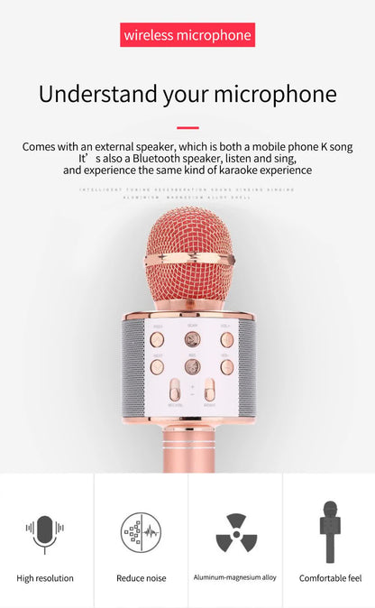 Black Bluetooth 5.0 Karaoke Microphone for Family Entertainment - Image 2