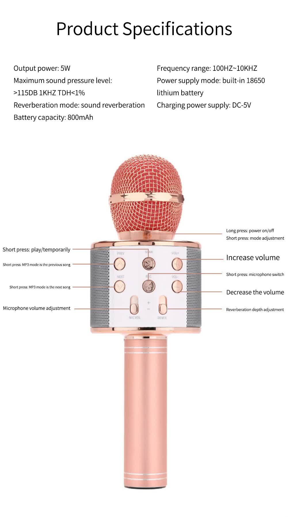 Black Bluetooth 5.0 Karaoke Microphone for Family Entertainment - Image 3