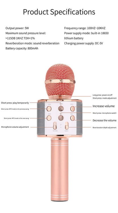Black Bluetooth 5.0 Karaoke Microphone for Family Entertainment - Image 3