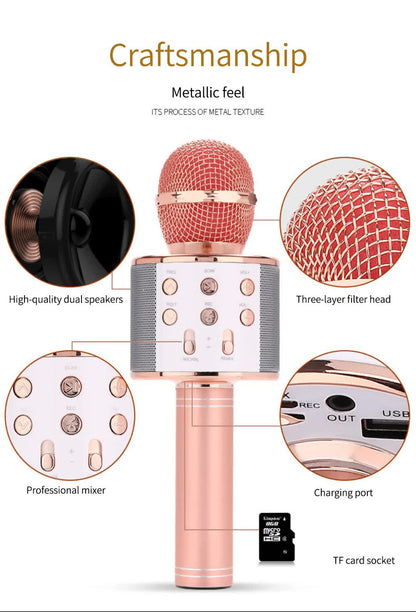 Black Bluetooth 5.0 Karaoke Microphone for Family Entertainment - Image 4