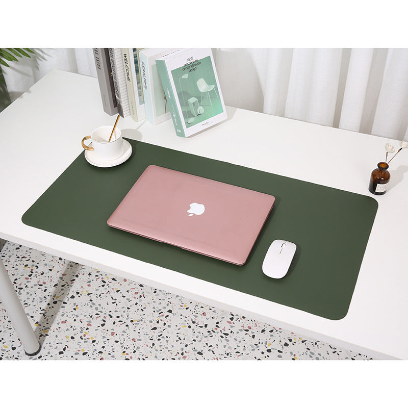 Dark green/gray Extra-Large Leather Table Mat for Study & Work - Pad for Students & Office Use (100x50cm)