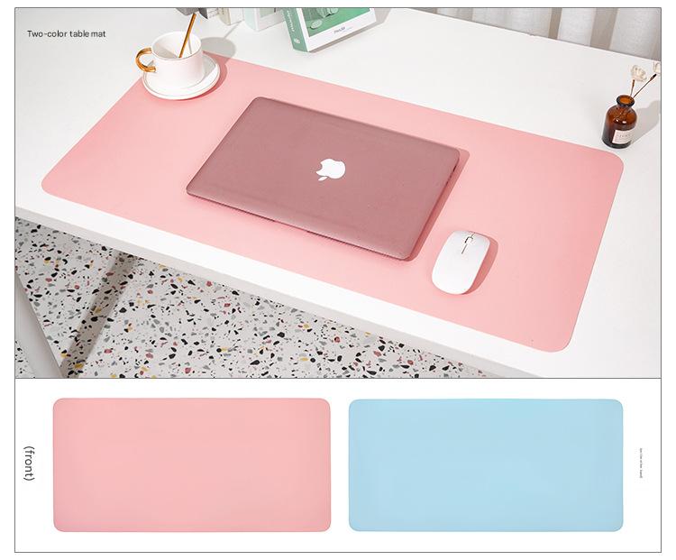 Smoky pink/light blue Extra-Large Leather Table Mat for Study & Work - Pad for Students & Office Use (100x50cm) - Image 2