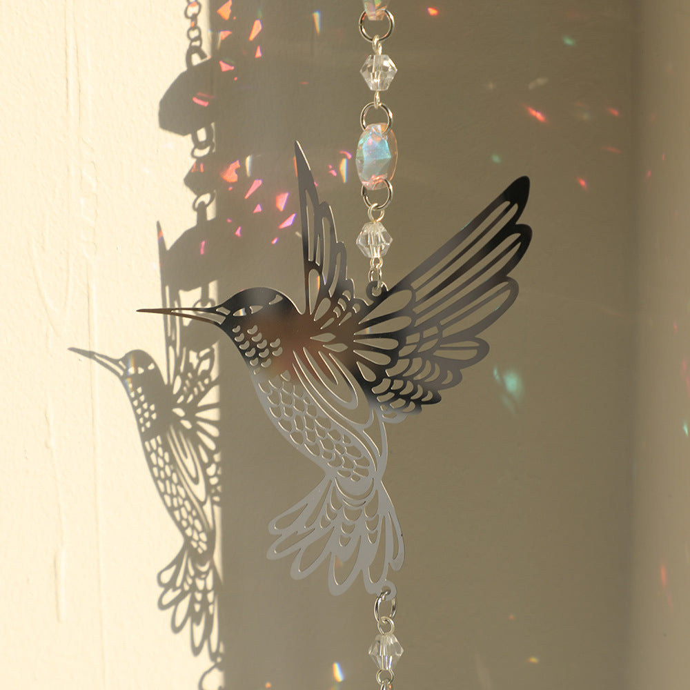 (Style A)2 PCS Hummingbird Metal Suncatcher with Crystal Accents - for Window or Wall Indoor Hanging Ornament - Image 2