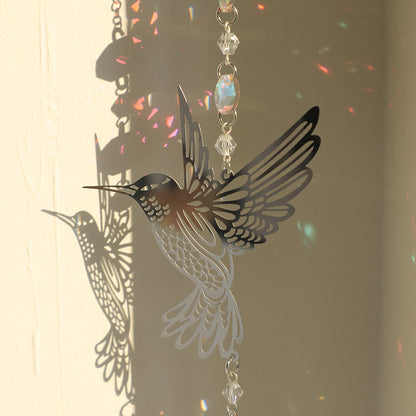 (Style A)2 PCS Hummingbird Metal Suncatcher with Crystal Accents - for Window or Wall Indoor Hanging Ornament - Image 2