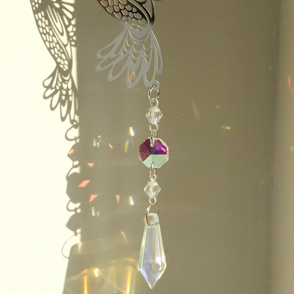 (Style A)2 PCS Hummingbird Metal Suncatcher with Crystal Accents - for Window or Wall Indoor Hanging Ornament - Image 3