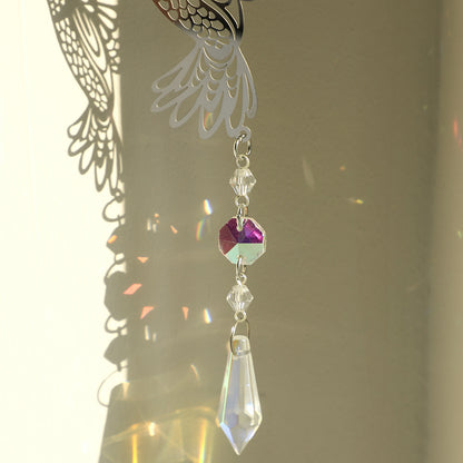 (Style A)2 PCS Hummingbird Metal Suncatcher with Crystal Accents - for Window or Wall Indoor Hanging Ornament - Image 3