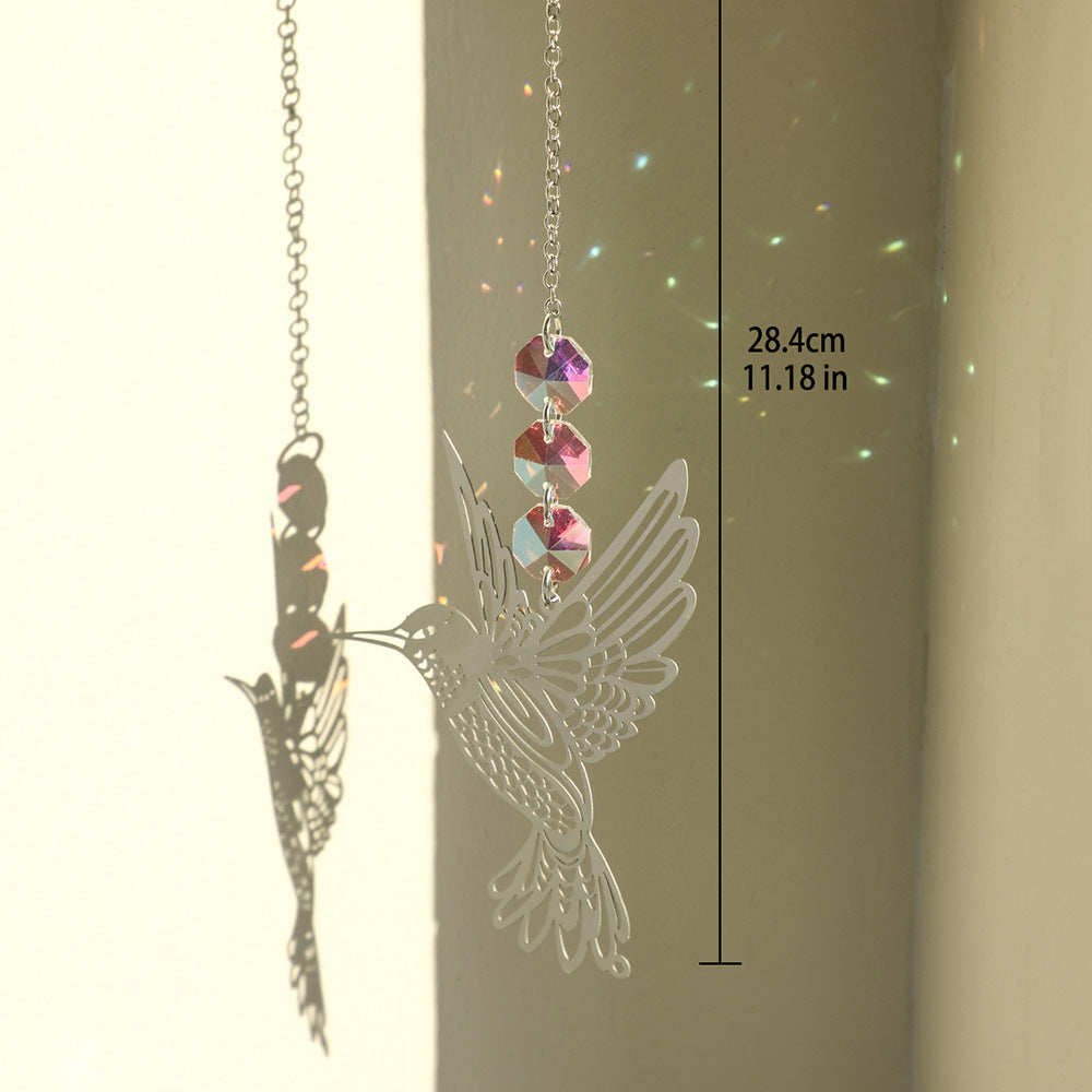 (Style B)2 PCS Hummingbird Metal Suncatcher with Crystal Accents - for Window or Wall Indoor Hanging Ornament - Image 3