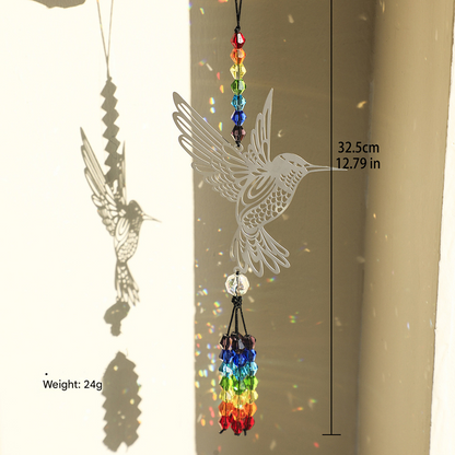 (Style C)2 PCS Hummingbird Metal Suncatcher with Crystal Accents - for Window or Wall Indoor Hanging Ornament - Image 3
