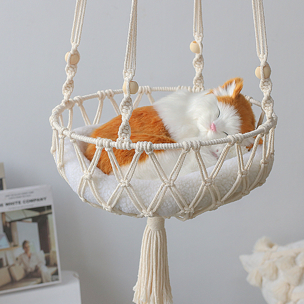 Pet Hammock for Cats with Wooden Beads - Pet Swing padding not included (Diameter : 30cm) - Image 2