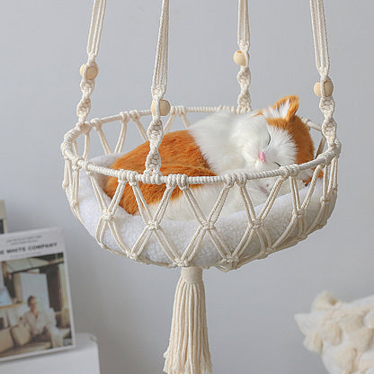 Pet Hammock for Cats with Wooden Beads - Pet Swing padding not included (Diameter : 30cm) - Image 2