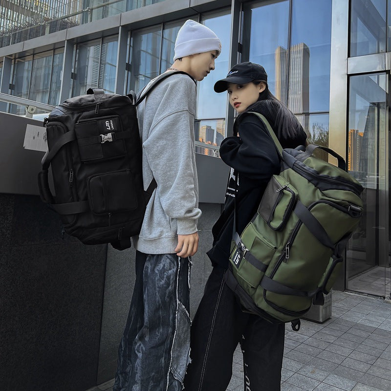 Green Unisex Travel Bag with Utility Buckles and Wet/Dry Compartments - Image 4