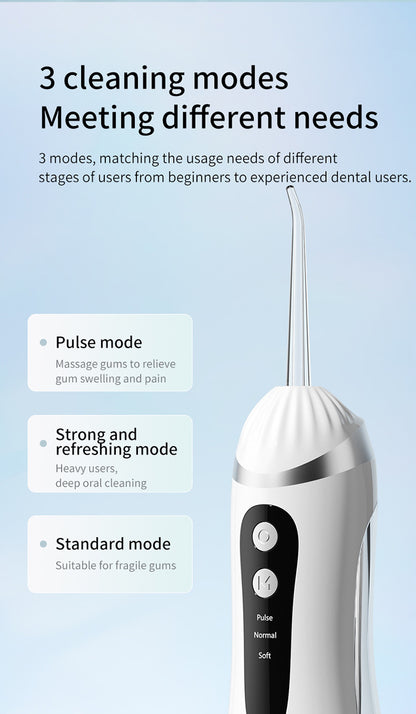 Black Portable Ultrasonic Oral Irrigator with 3 Cleaning Modes Smart Teeth Cleaning Machine - Image 2
