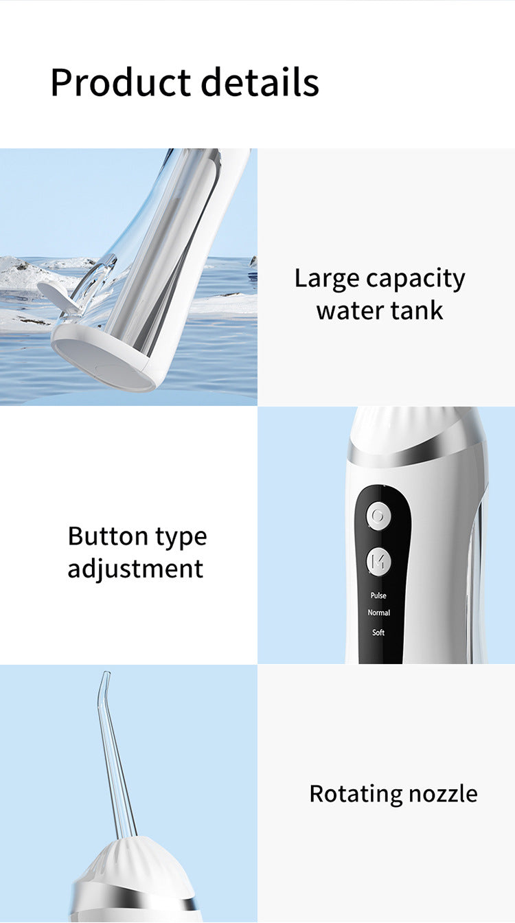 Black Portable Ultrasonic Oral Irrigator with 3 Cleaning Modes Smart Teeth Cleaning Machine - Image 8