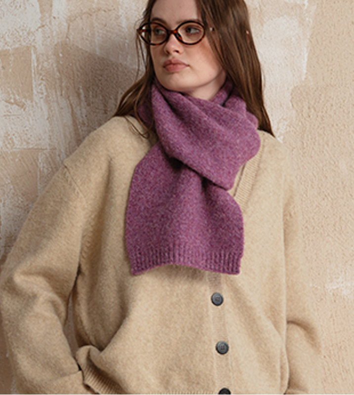 Purple Soft Wool Blend Knitted Scarf Women Men Winter Pure Color Neck Wrap (157x22cm) - Image 2