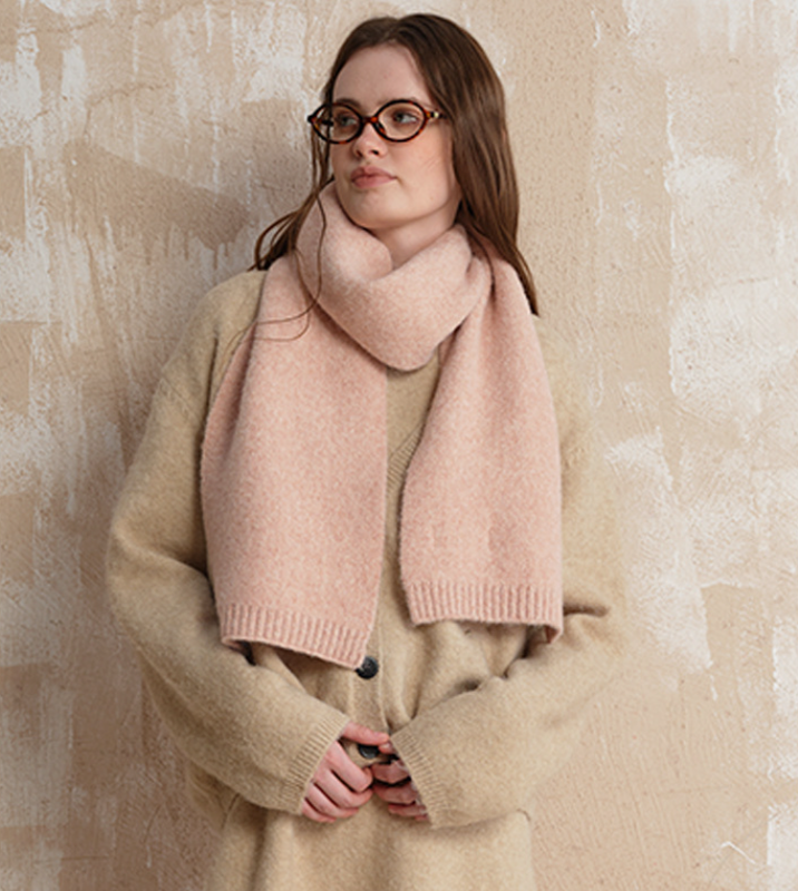 Pale pinkish gray Soft Wool Blend Knitted Scarf Women Men Winter Pure Color Neck Wrap (157x22cm) - Image 2