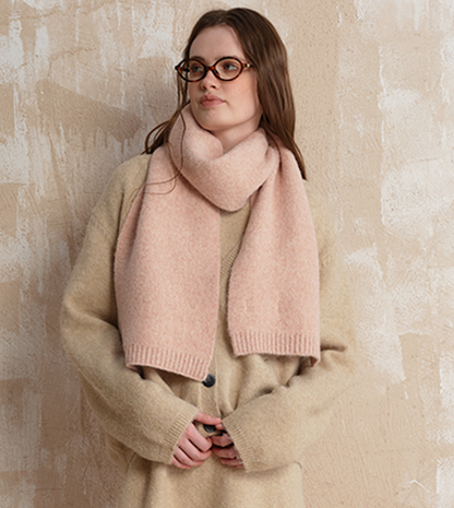 Pale pinkish gray Soft Wool Blend Knitted Scarf Women Men Winter Pure Color Neck Wrap (157x22cm) - Image 2