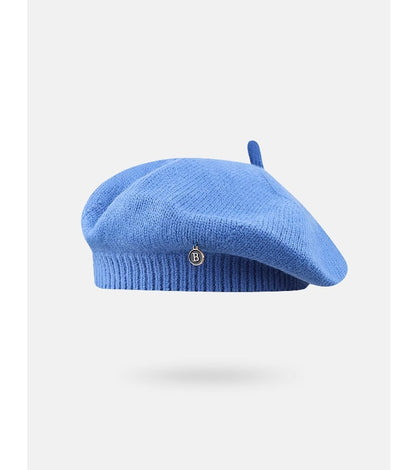 Blue Vintage Inspired Knitted Beret - Stretchy & Comfortable Wool Blend Cap - Image 2