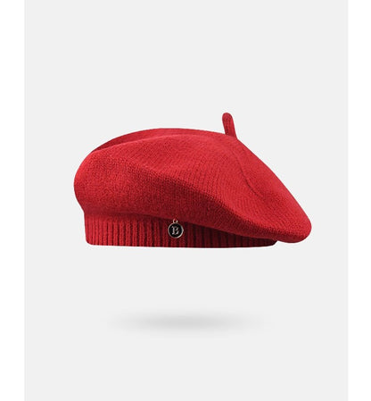 Red Vintage Inspired Knitted Beret - Stretchy & Comfortable Wool Blend Cap - Image 2
