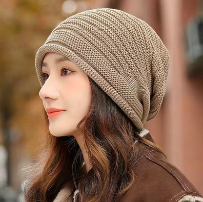 Khaki Warm & Stylish Women's Knitted Beanie Hats (3-Pack) - Perfect for Cold Weather Comfort - Image 2