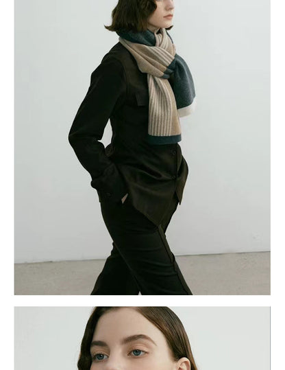 Green Elegant Color Block Striped Scarf -Men's & Women's Versatile, Winter Warmth 165x29cm - Image 3