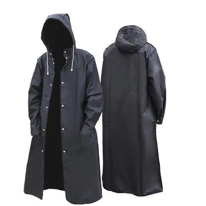 Stylish Black Trench Raincoat - Extra Long, Hooded, for Hiking & Fishing - L - Image 4