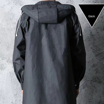 Stylish Black Trench Raincoat - Extra Long, Hooded, for Hiking & Fishing - XL - Image 3