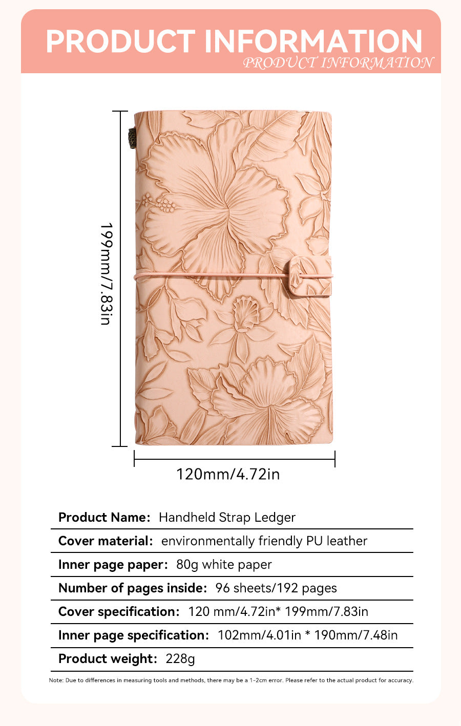 Brown 2-Pack Vintage Floral Embossed PU Leather Journals - 192 Pages Each - Image 2